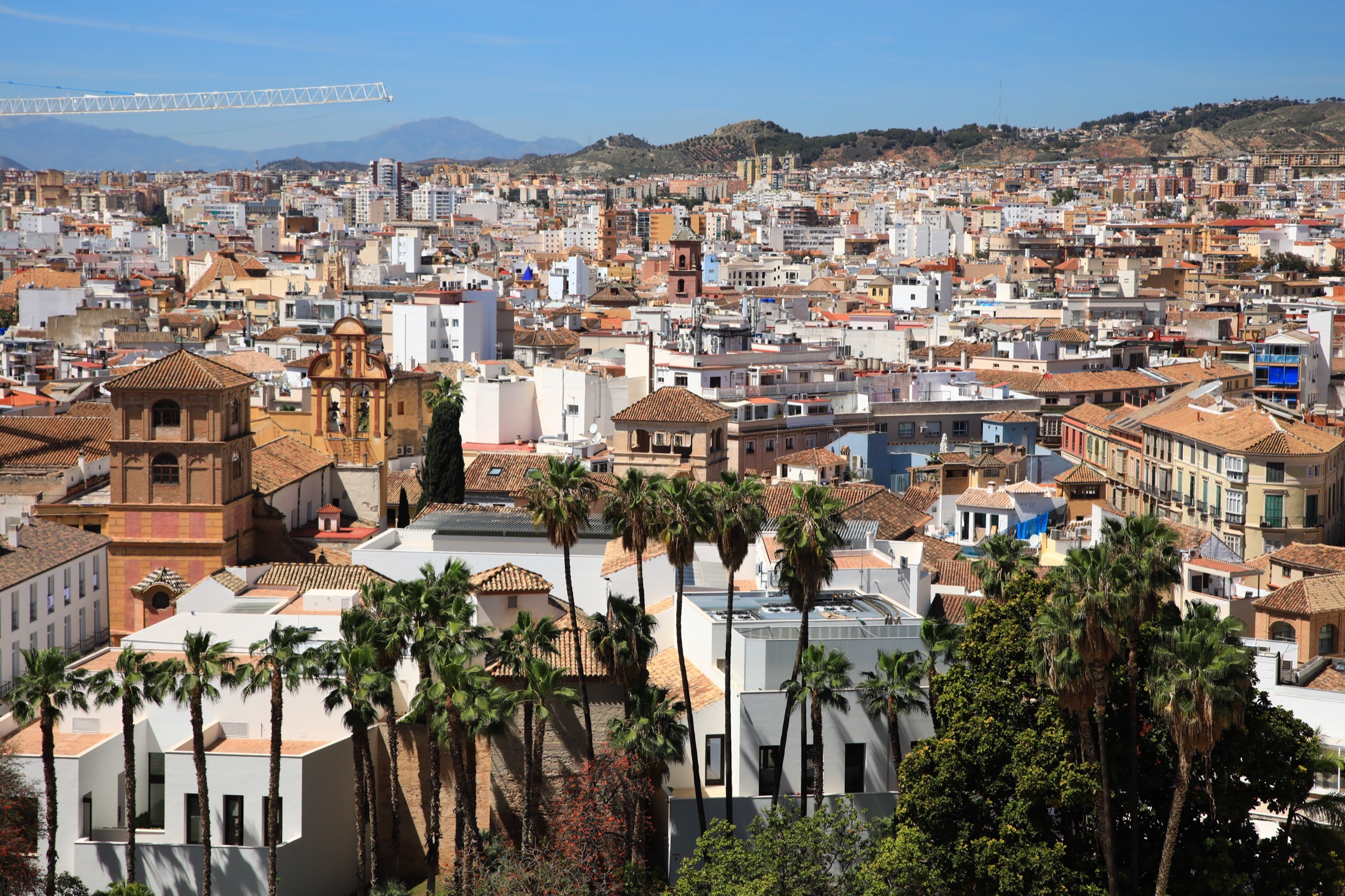 Elevated view over Málaga from the Alcazaba grounds.