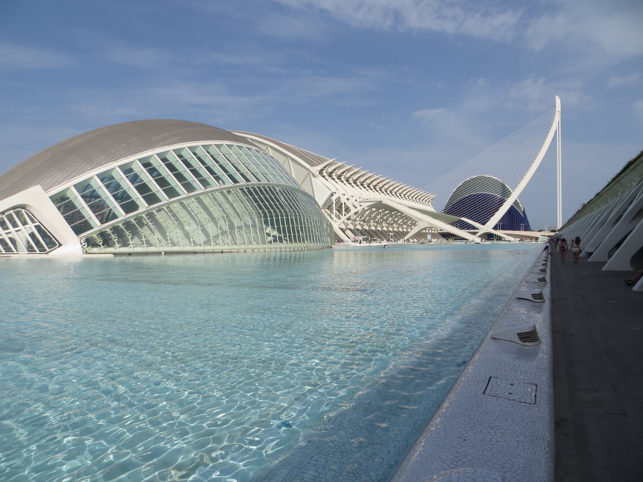 City of Arts and Sciences complex in Valencia under a bright sky.