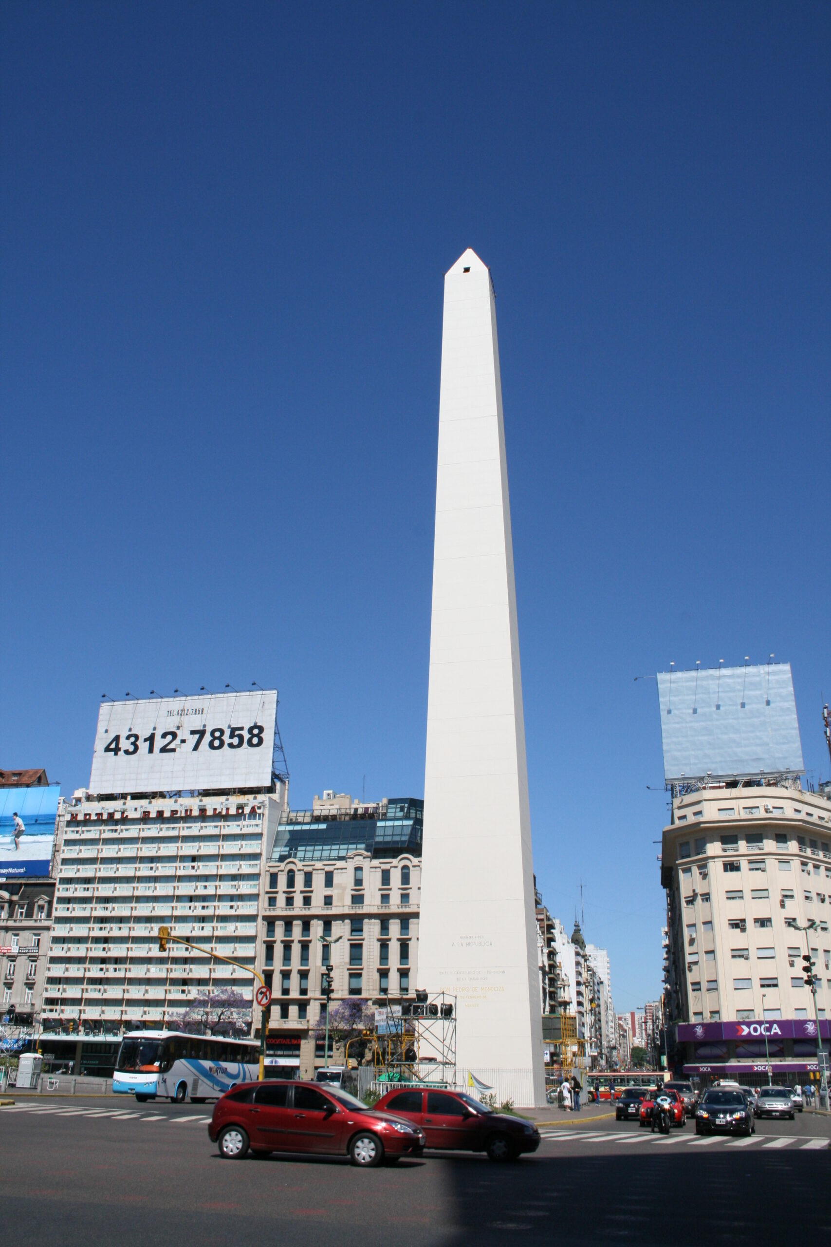 A wide view of Avenida 9 de Julio in Buenos Aires, Argentina.