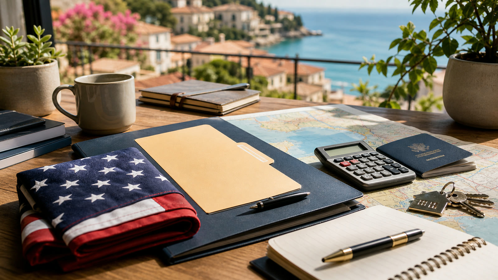 Custom editorial travel-money photo for veteran benefits and abroad planning.