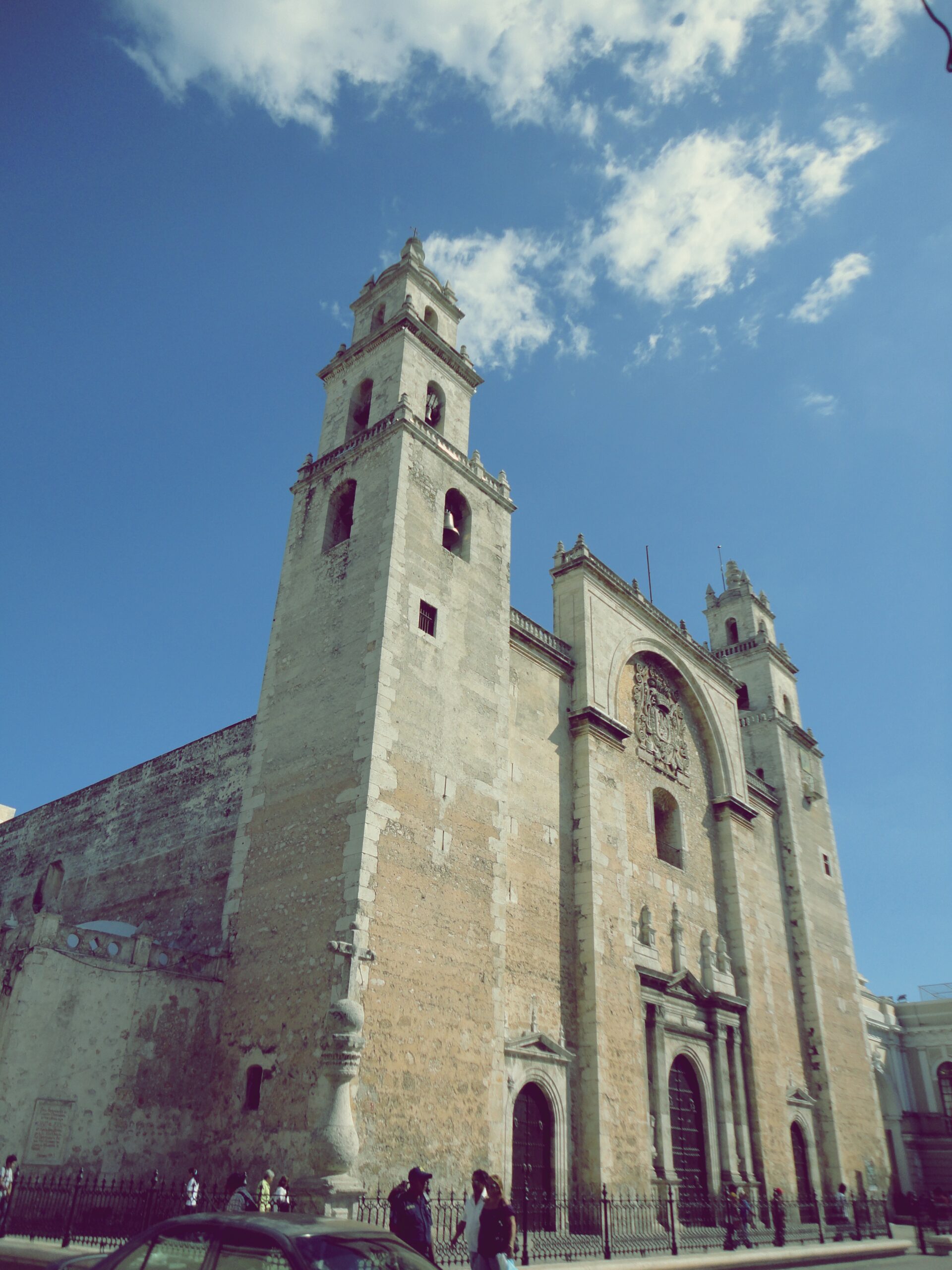 Cathedral and public square in the historic center of Merida, Yucatan.