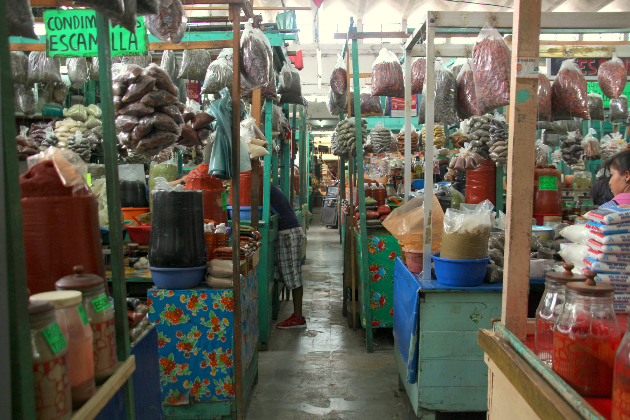 Market stalls at Mercado Municipal Lucas de Galvez in Merida, Yucatan.