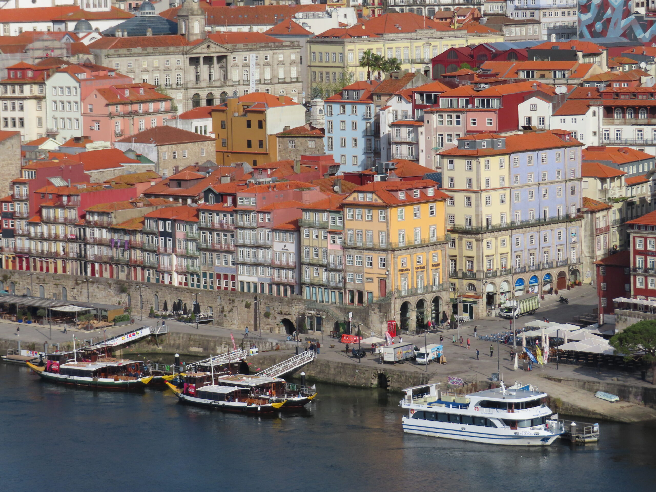 Riverfront view of Porto, Portugal.